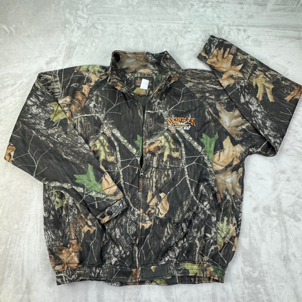 ScentLok Savanna EXT Jacket Men 2XL Green Mossy Oak Camo Full Zip Hunting Coat